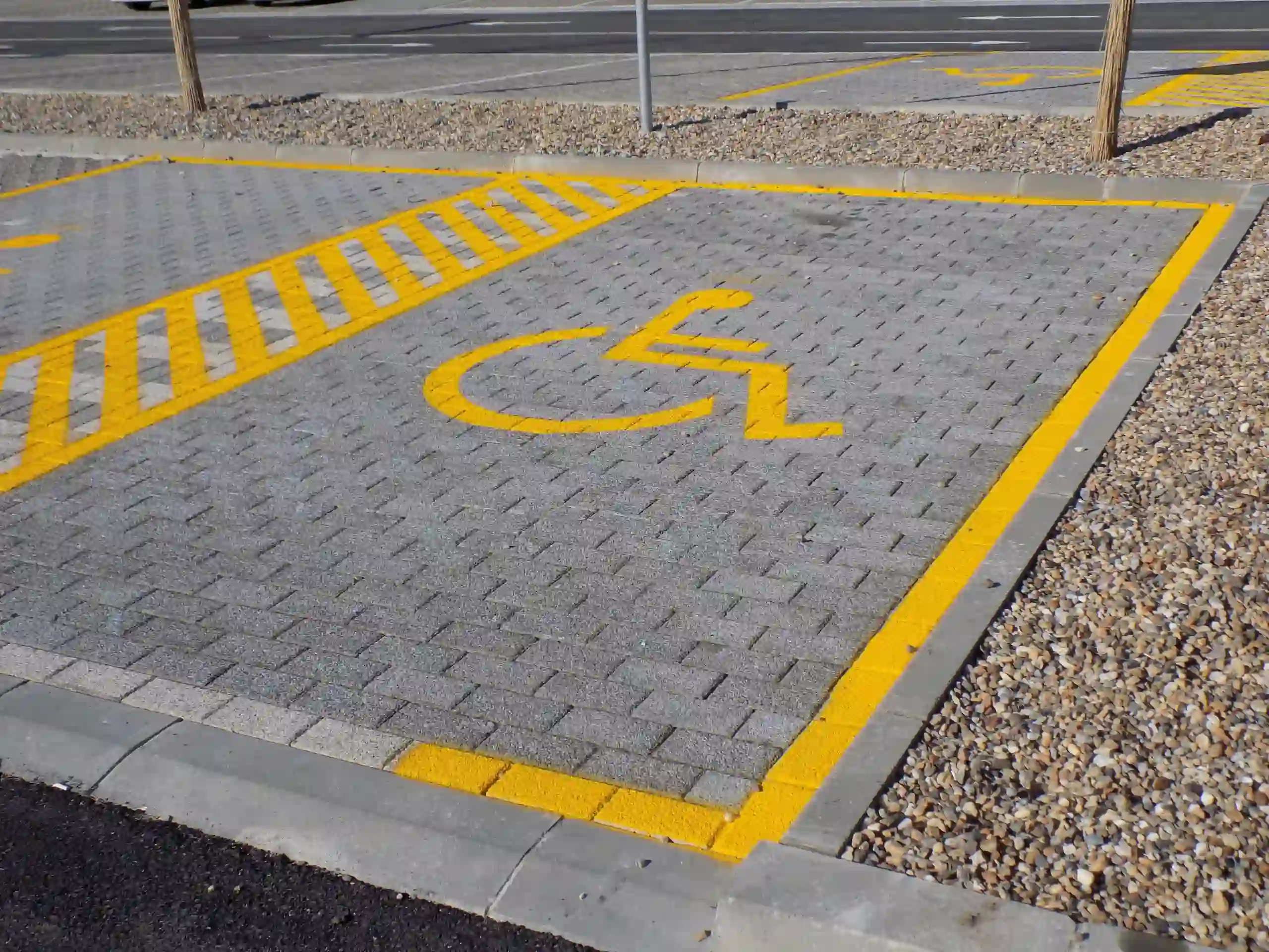 Accessible Parking Spaces with yellow accessibility line