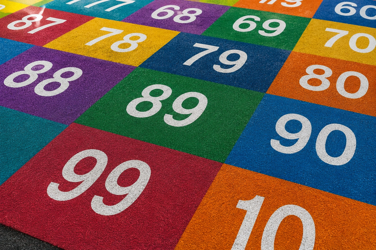 Colourful playground marking number grid designed for schools and educational play areas
